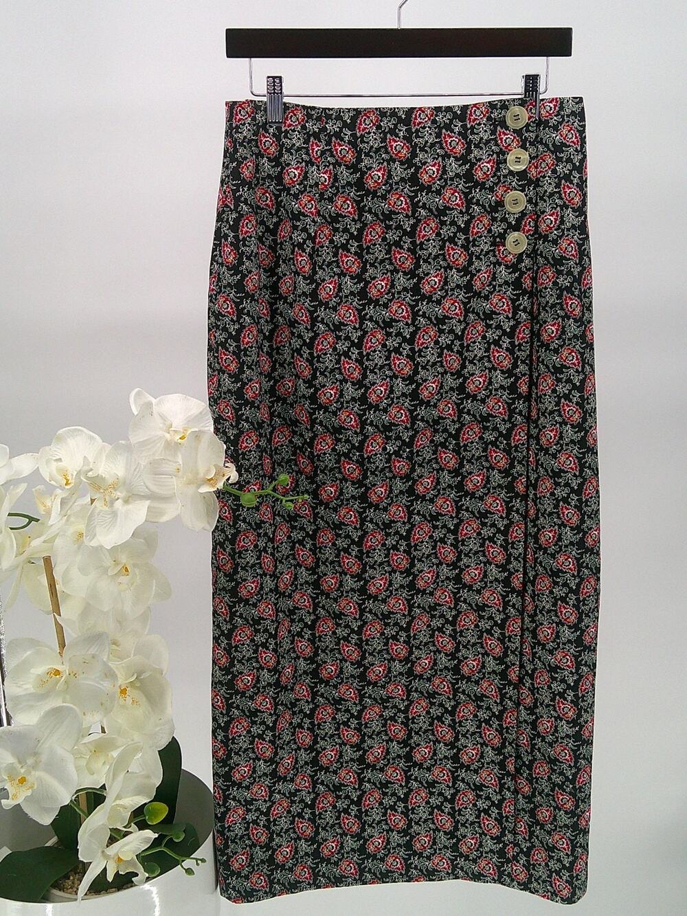 VTG Breeches Womens Floral Lined Thigh-High Slit Straight Hem Pencil Skirt Sz 12